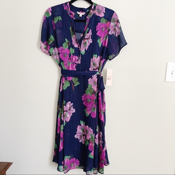 ❌SOLD❌NWT Nanette Lepore floral navy sheer dress - Picture 2 of 8